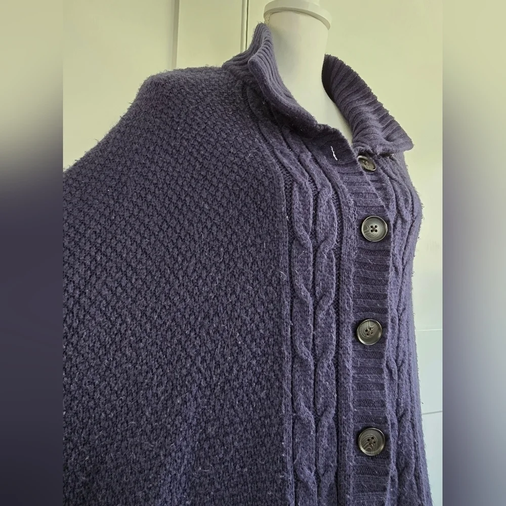 Women's Navy Cable Knit Sweater Cape